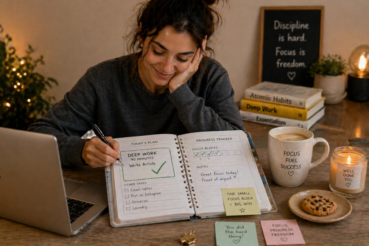 ADHD deep work completion with reward and progress tracking