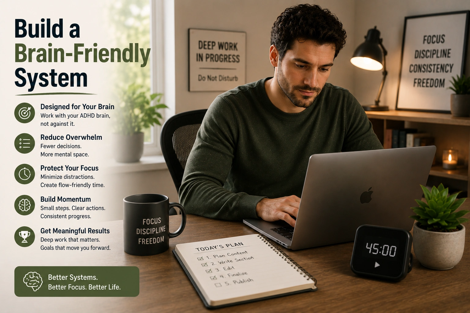 ADHD friendly deep work environment supporting better focus