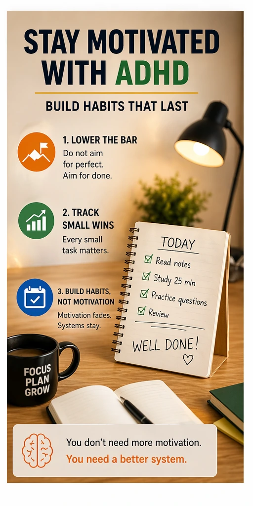 ADHD motivation and study habits to stay consistent and stop procrastination