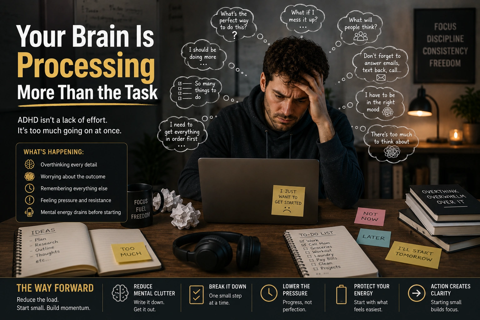 ADHD overthinking and mental resistance before starting work