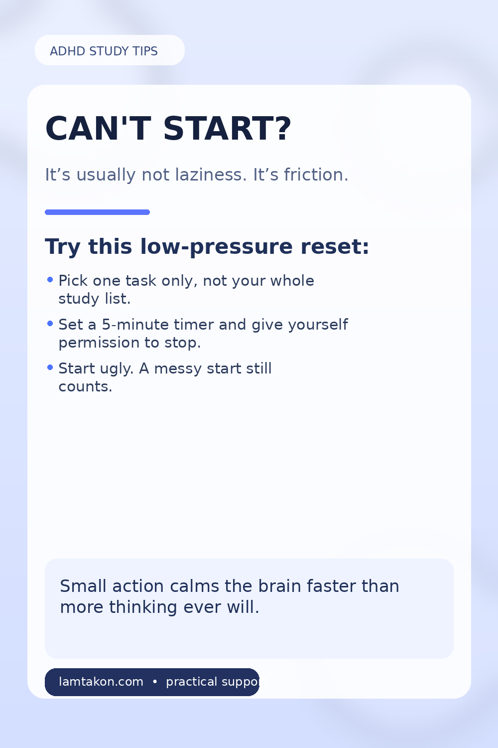 ADHD study tips for starting without overthinking and reducing task friction