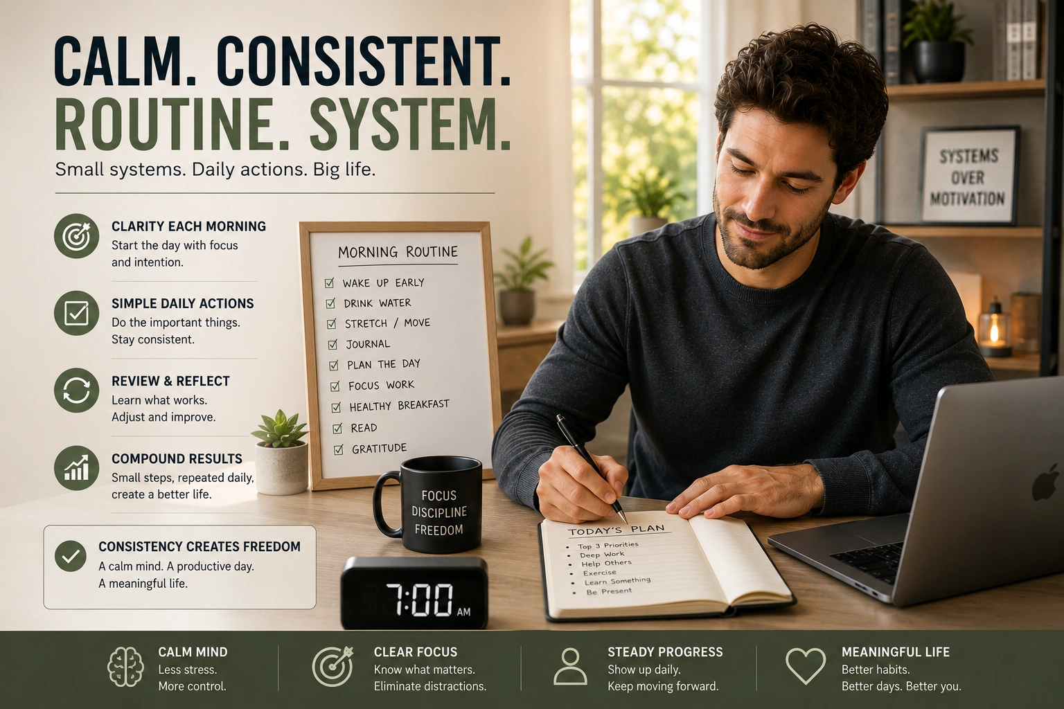 calm consistent routine created through sustainable systems