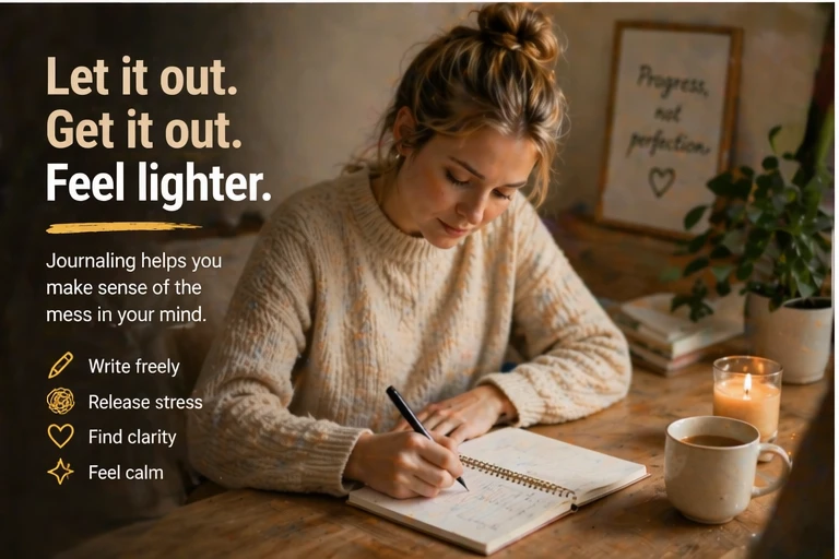 mom journaling to release stress and clear her thoughts