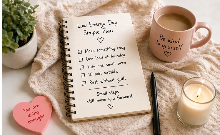 low energy day routine for moms using simple tasks and gentle planning