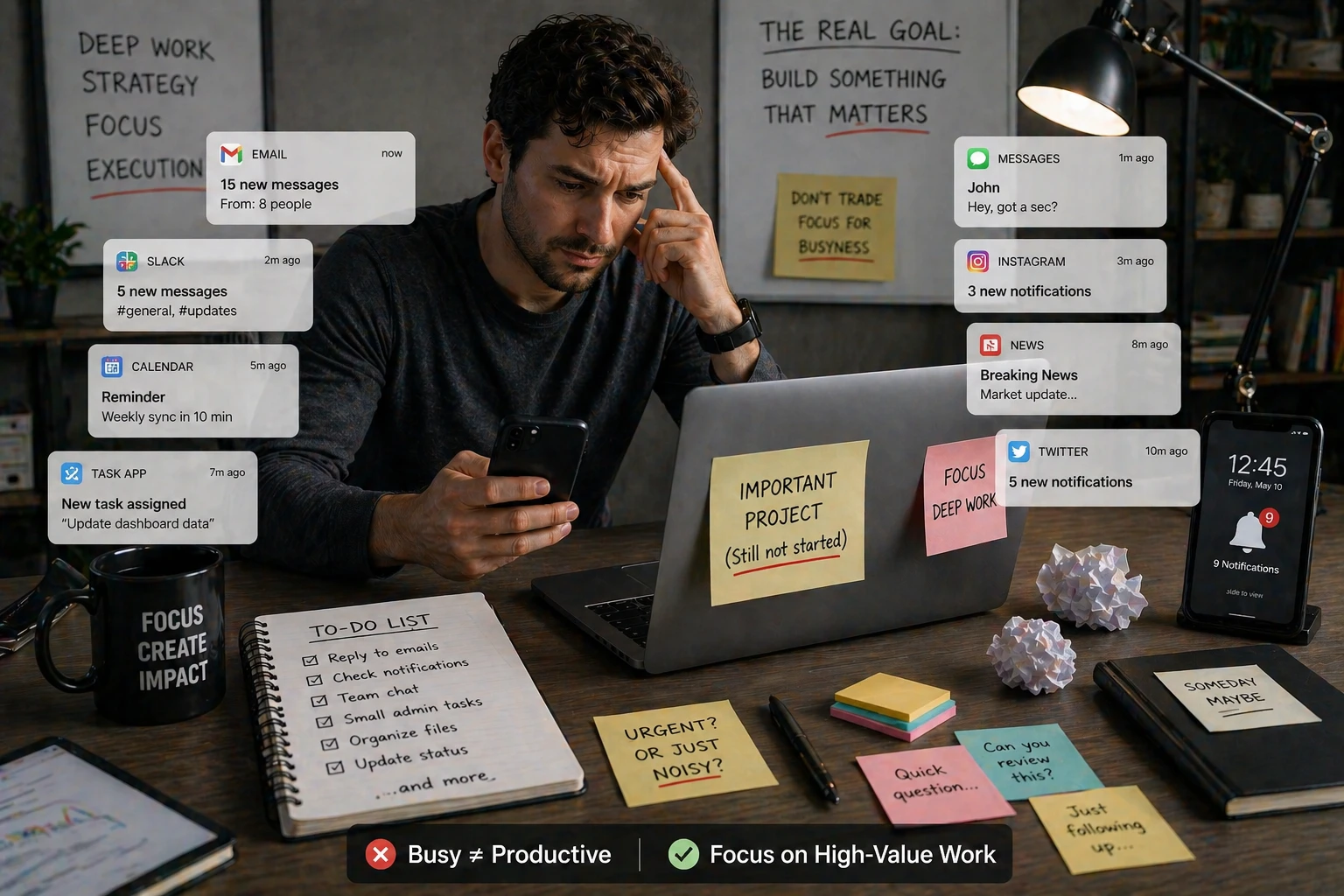 low value tasks and distractions creating false productivity