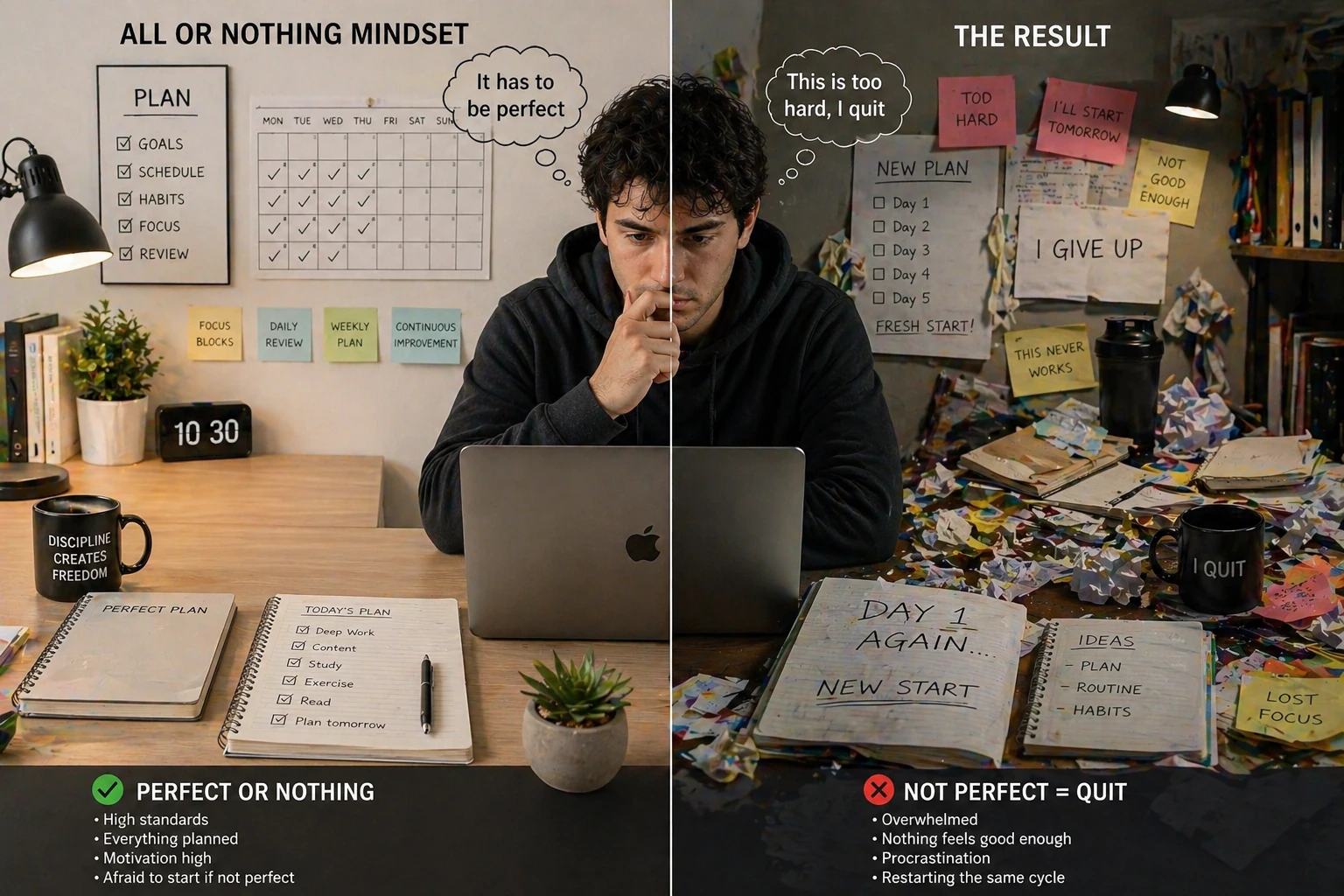 perfectionism mindset all or nothing productivity behavior