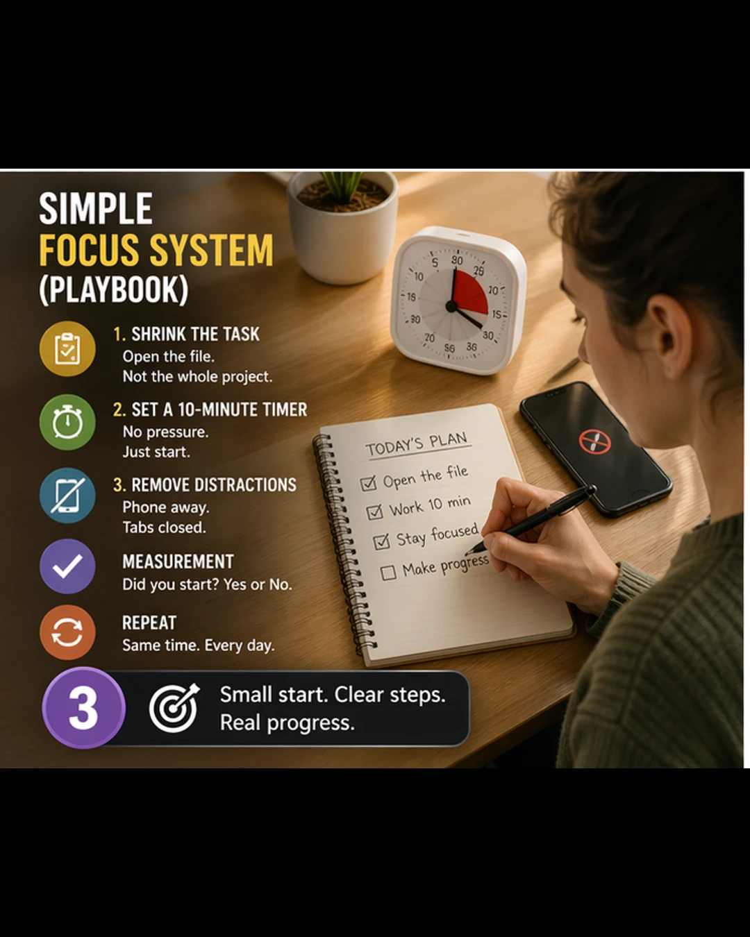 simple focus system using 10 minute rule for productivity