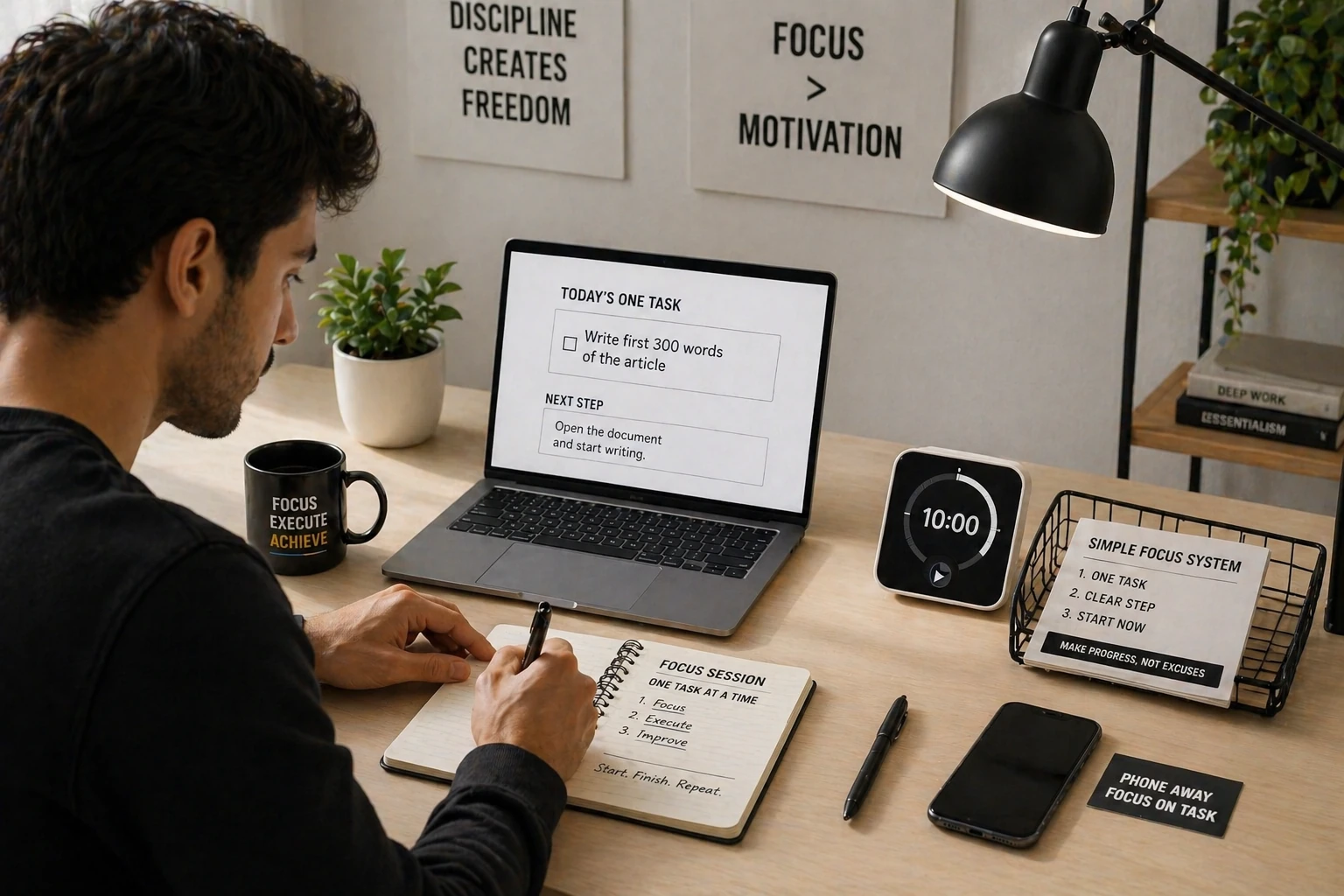 simple focus system minimal workspace clean desk productivity