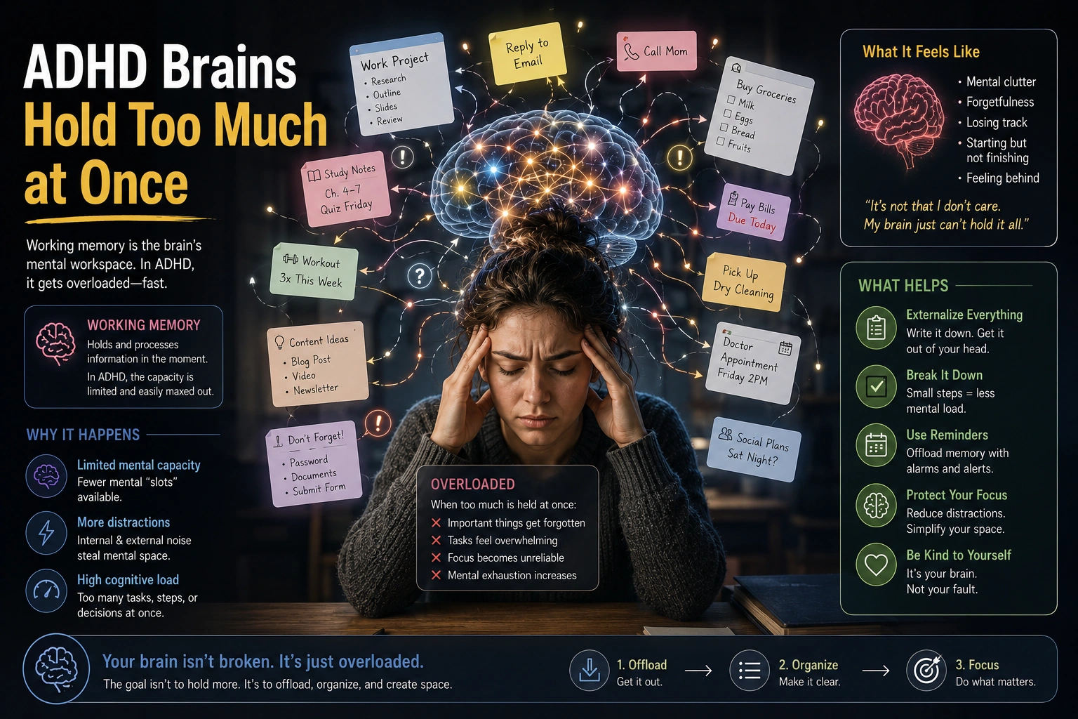 working memory overload in ADHD brain causing forgetfulness